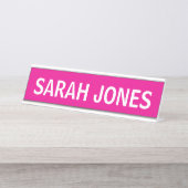 PLAQUE DE BUREAU SIMPLE BASIQUE PERSONNALISÉE ROSE (Devant)