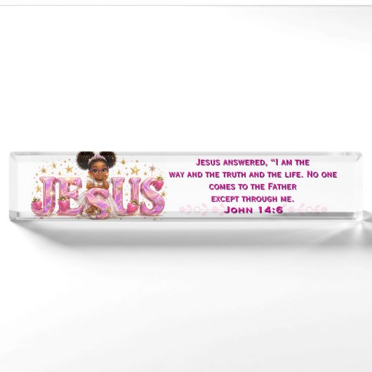 Plaque de bureau StarBerry™ "JÉSUS" avec Écritures (Devant)