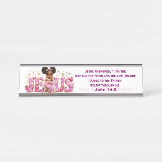 Plaque de bureau StarBerry™ "JÉSUS" avec Écritures (Devant)