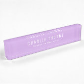 Plaque de bureau Violet givré avec nom et titre