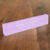 Plaque de bureau Violet givré avec nom et titre (Taille)