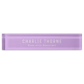 Plaque de bureau Violet givré avec nom et titre (Devant)