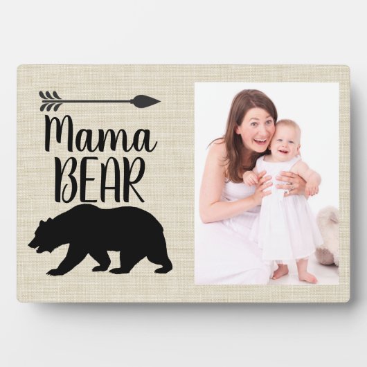 Plaque de cadre photo de l'ours de maman personnal (Devant)