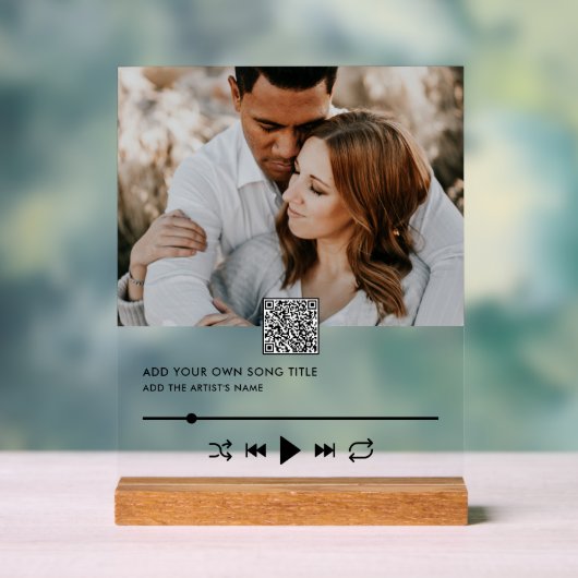 Plaque de chanson personnalisée Code QR de photo L (Neutre)