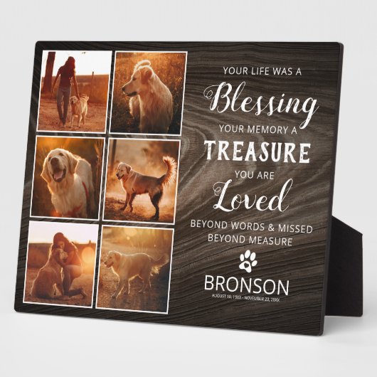 Plaque de collage photo de deuil d'animal de compa (Côté)