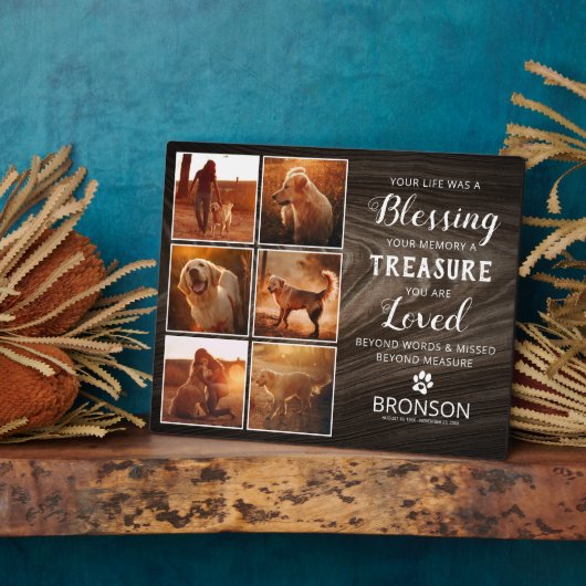 Plaque de collage photo de deuil d'animal de compa (Côté)