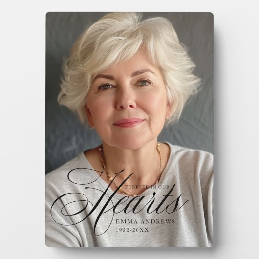 Plaque de deuil photo "À jamais dans nos cœurs" (Devant)