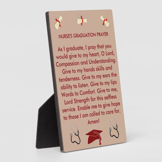 Plaque de graduation de prière de l'infirmière (Côté)