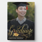 Plaque de graduation photo de script or moderne (Devant)