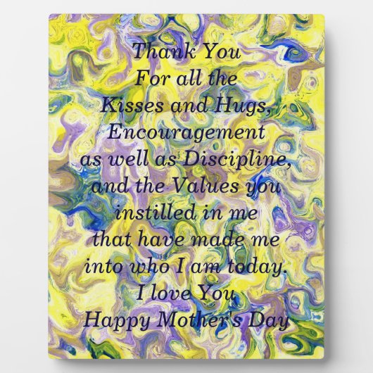 Plaque de la fête des mères avec poème (Devant)