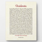 Plaque de la table Desiderata (Devant)