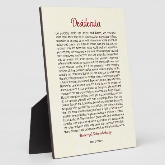 Plaque de la table Desiderata (Côté)