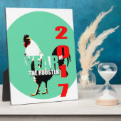 Plaque de l'année 2017 du coq dans le cercle vert (Côté)