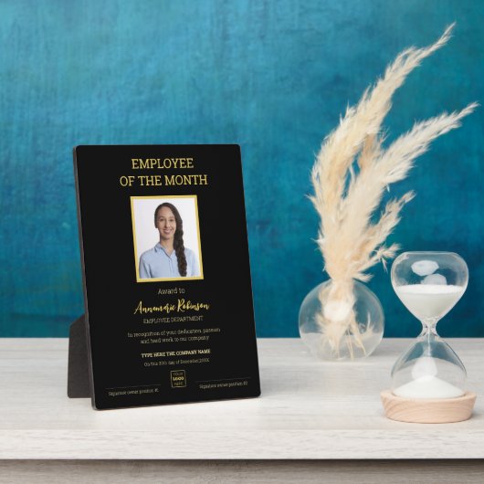 Plaque de l'employé du mois portant le logo photo (Côté)