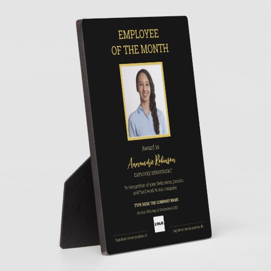 Plaque de l'employé du mois portant le logo photo (Côté)