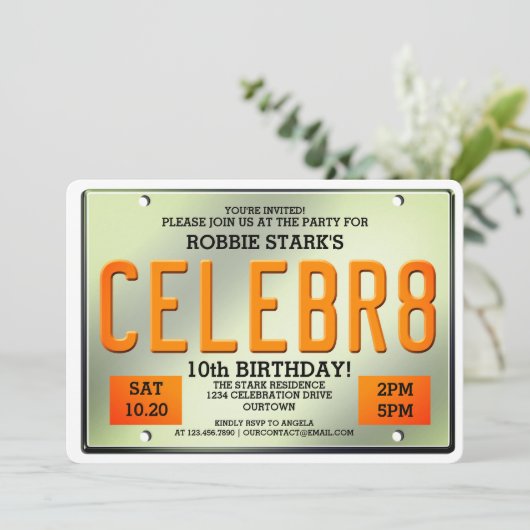 Plaque de licence Invitations d'anniversaire (Debout devant)
