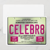 Plaque de licence Invitations d'anniversaire (Devant / Derrière)