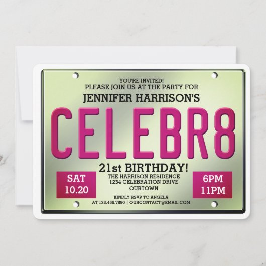 Plaque de licence Invitations d'anniversaire (Devant)