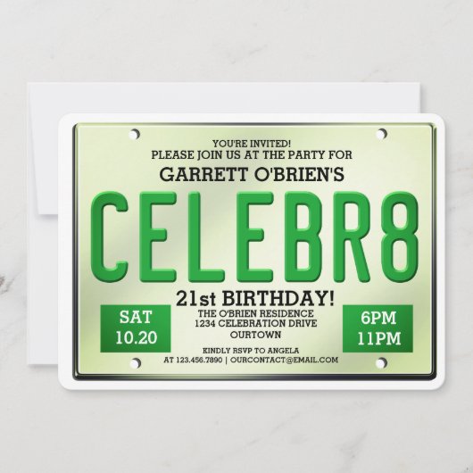 Plaque de licence Invitations d'anniversaire (Devant)