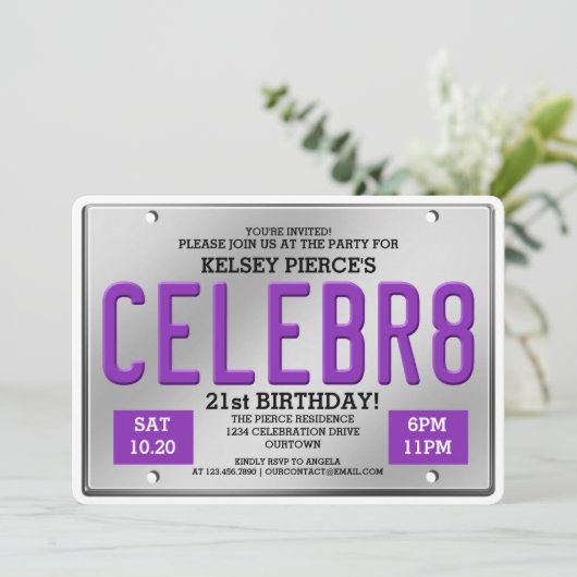Plaque de licence Invitations d'anniversaire (Debout devant)