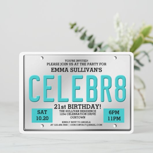 Plaque de licence Invitations d'anniversaire (Debout devant)