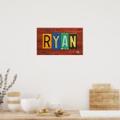 Plaque de licence RYAN Lettres Nom Affiche (Cuisine)