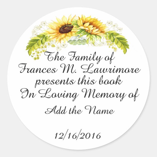 Plaque de livre en Memoriam Sticker (Devant)