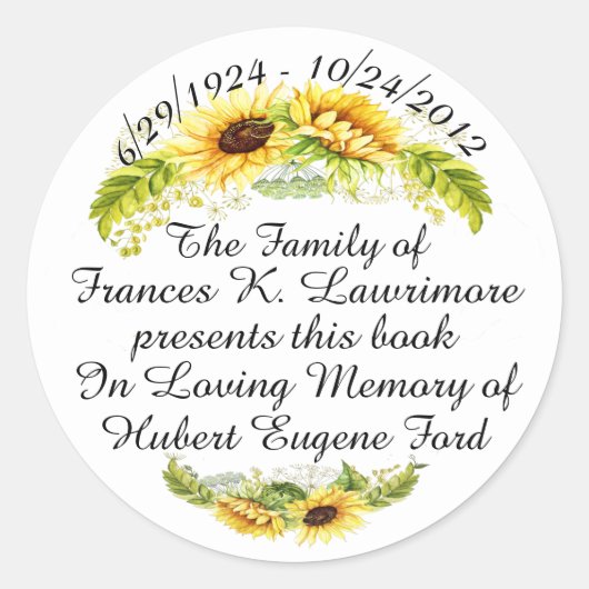 Plaque de livre en Memoriam Sticker (Devant)