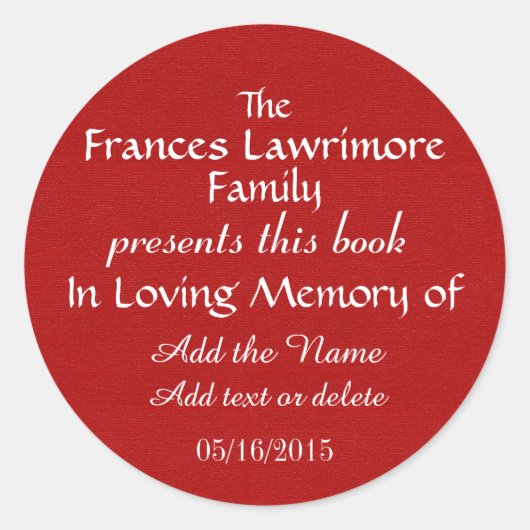 Plaque de livre en Memory Sticker (Devant)