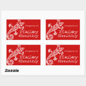 Plaque de livre Gecko nom rouge blanc id étiquette (Feuille)