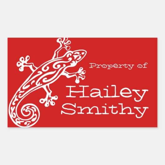 Plaque de livre Gecko nom rouge blanc id étiquette (Devant)