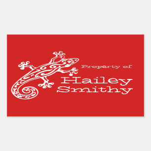 Plaque de livre Gecko nom rouge blanc id étiquette