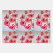 Plaque de Motif de papier à fleurs rouge (Devant 3)