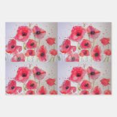 Plaque de Motif de papier à fleurs rouge (Devant 2)