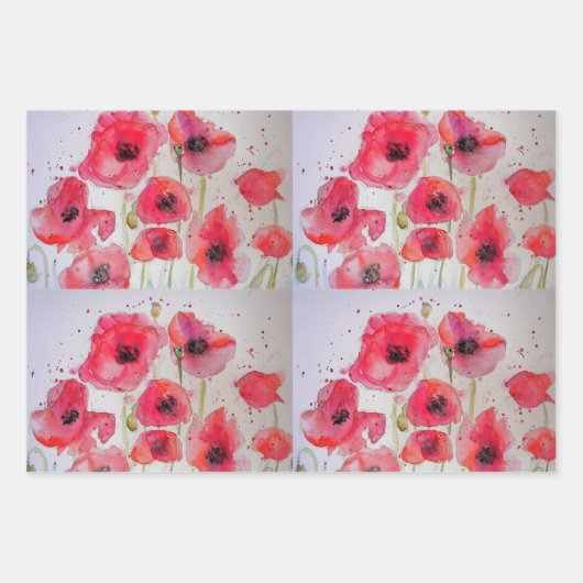 Plaque de Motif de papier à fleurs rouge (Devant)