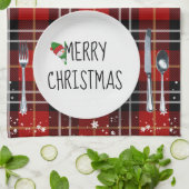 Plaque De Noël Sur Tartan Plaid Serviette De Cuisi (Plié)