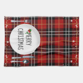 Plaque De Noël Sur Tartan Plaid Serviette De Cuisi (Horizontal)