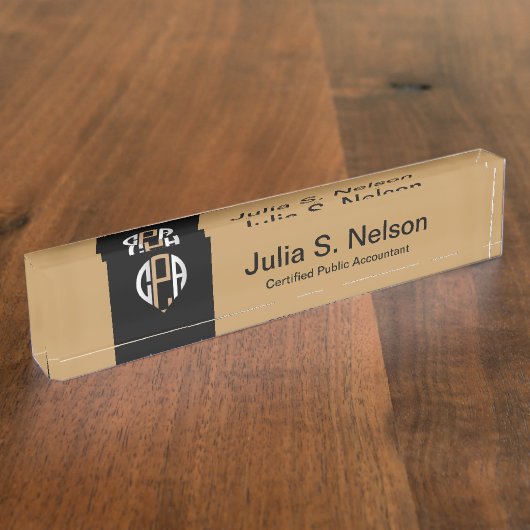 Plaque de nom acrylique certifiée comptable public (Taille)