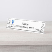 Plaque de nom argenté du bureau avec logo et sloga (Devant)