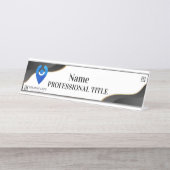 Plaque de nom argenté personnalisable avec logo et (Devant)