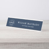 Plaque de nom bleu marine professionnel pour ingén (Devant)