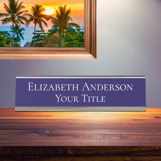 Plaque de nom bleu marine simple