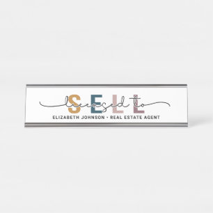 Plaque de nom d'agent immobilier personnalisée mod
