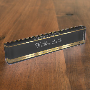 Plaque de nom de bureau à monogramme élégant