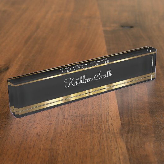 Plaque de nom de bureau à monogramme élégant (Taille)