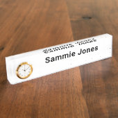 Plaque de nom de bureau acrylique avec horloge pro (Taille)