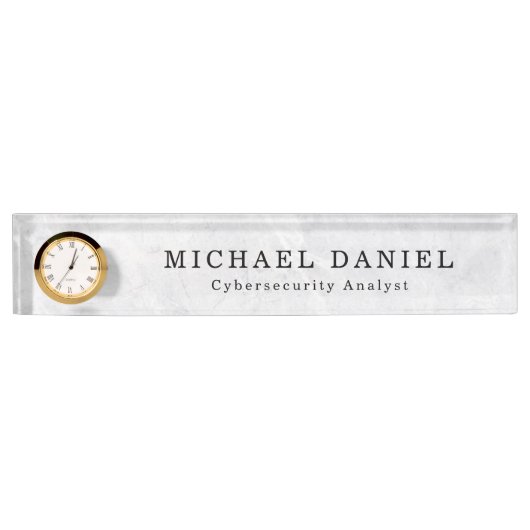 Plaque de nom de bureau avec horloge - Cadeau pers (Devant)
