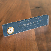 Plaque de nom de bureau avec horloge - Cadeau pers (Taille)