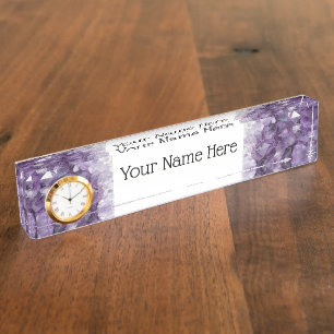 Plaque de nom de bureau avec option d'horloge Crys