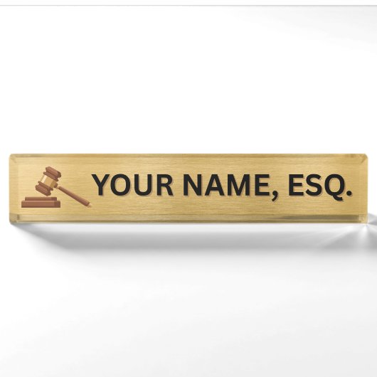 Plaque de nom de bureau cadeau pour avocats (Devant)